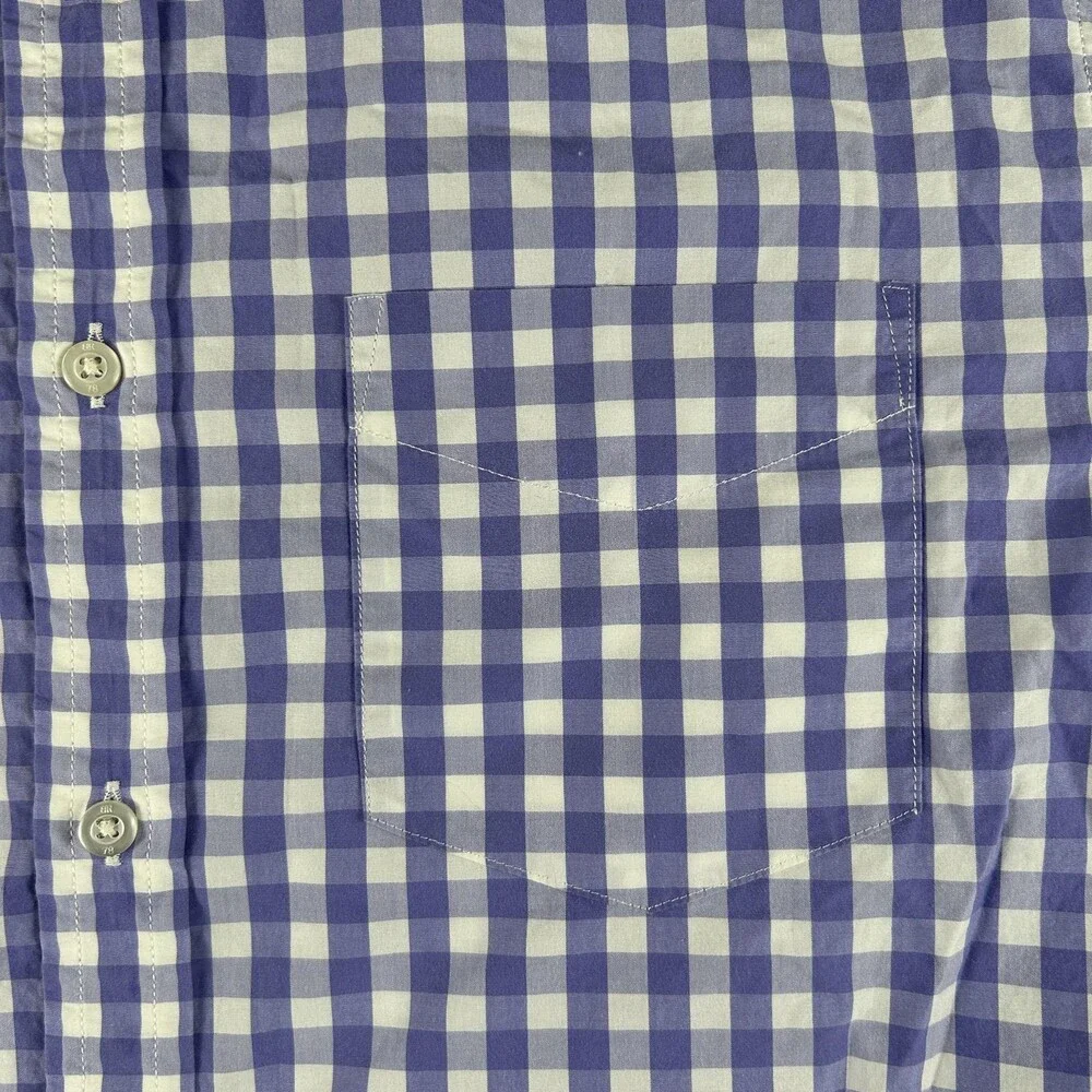 Banana Republic Shirt Mens Large Blue Check Long Sleeve Stretch Button Up Slim